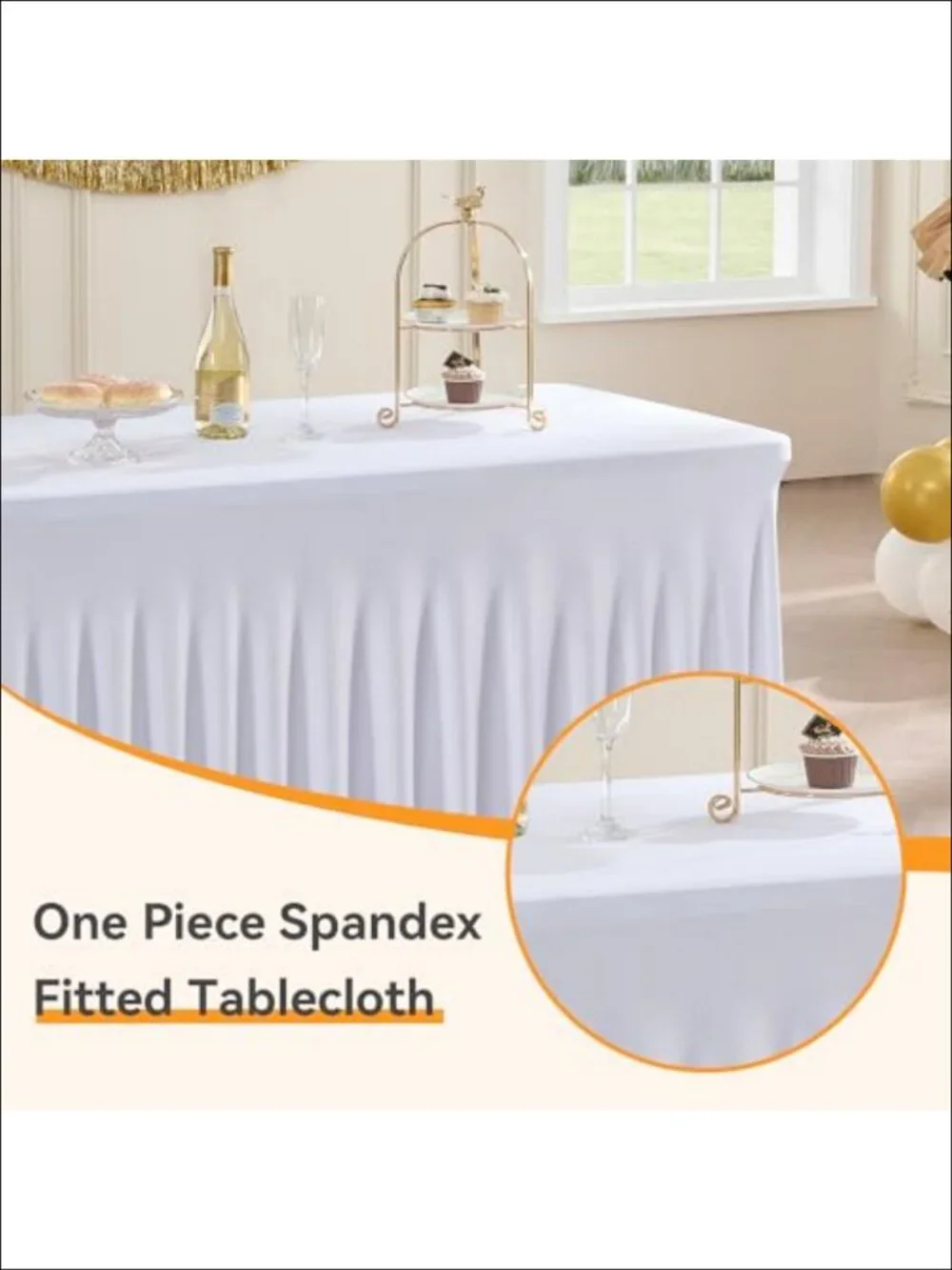 Spandex Tablecloth 6FT Rectangular Wrinkle-Free 4 Pack Table Covers